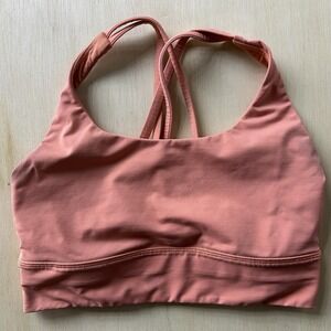 Lululemon Sports Bra Womens Small Pink Strappy Back Longline Yoga Gym Top
